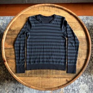 lululemon Swiftly Breath Long Sleeve - Black/Slate Gray Striped (US 4)